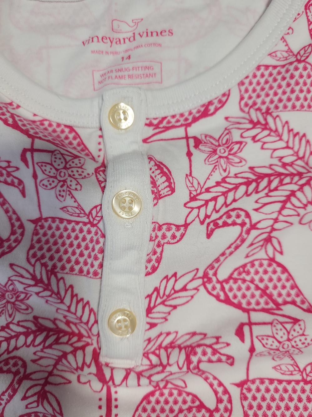 Vineyard Vines White Tee with Hot Pink Flamingo & Palm Print - Picture 4 of 4